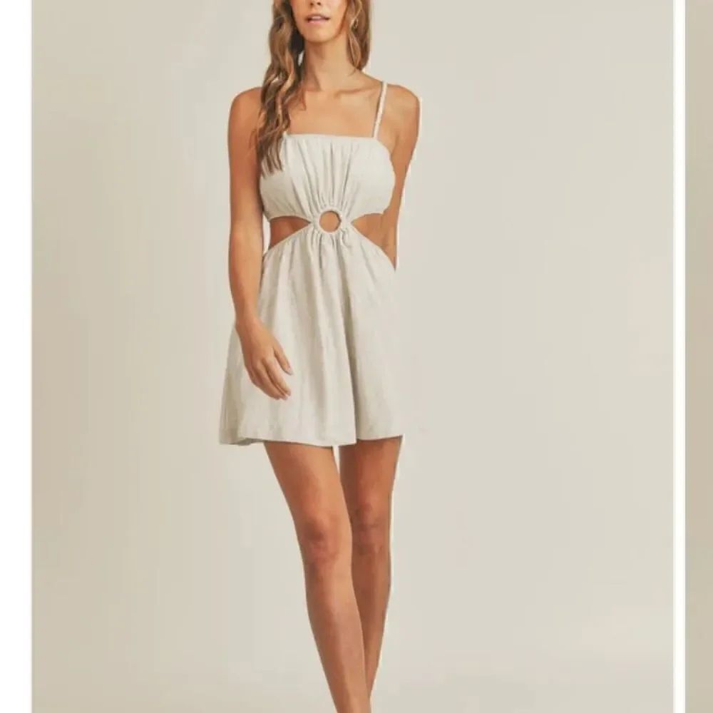NWT The Salt Haus Mabel The Nina Cut Out Linen Blend Dress Beige M